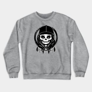 Female Golfer Skull and Golf Clubs Black Logo Crewneck Sweatshirt